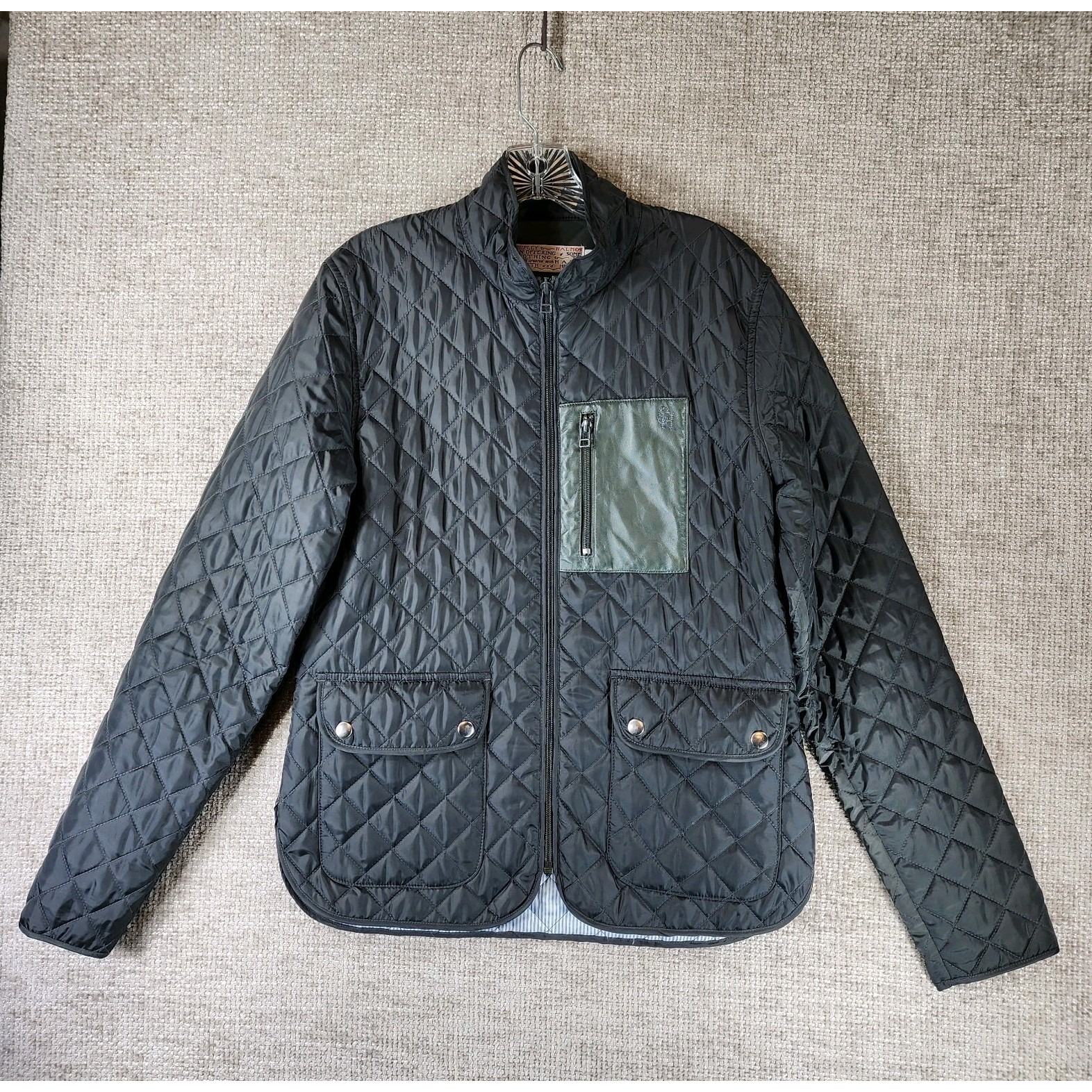 Shipley & Halmos Dean Lightweight Field Jacket Mens S Charcoal Quilted Zip Euc